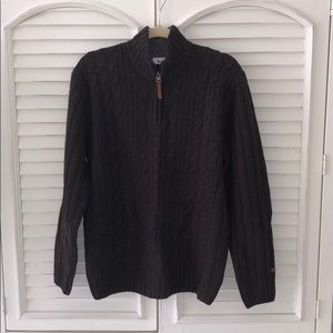 Colombia 100% Wool Neck Zip Cable Knit Sweater